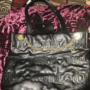 Juicy Couture Black and Gold Quilted Shoulder Bag